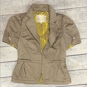 Rachel Roy Women's Beige Blazer Zip Up Size 4 Boho Chic!